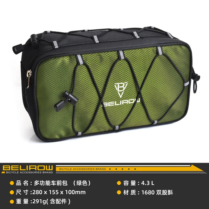 2.1/4.3L Bicycle Handlebar Bag Large Capacity Storage Front Tube Bag Basket Pack Cycling Accessories for MTB Foldable Bike