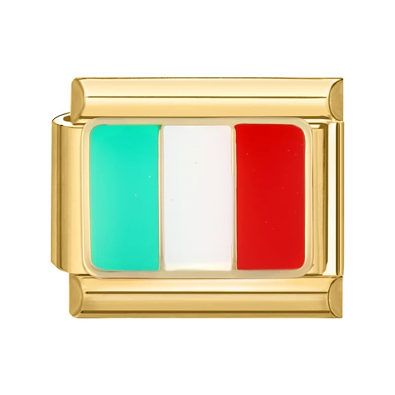 Gold Color Heart Sunflower Cherry Tai Chi Leopard Italian Charm Links Fit 9mm Bracelet Stainless Steel Men Women DIY Making Gift