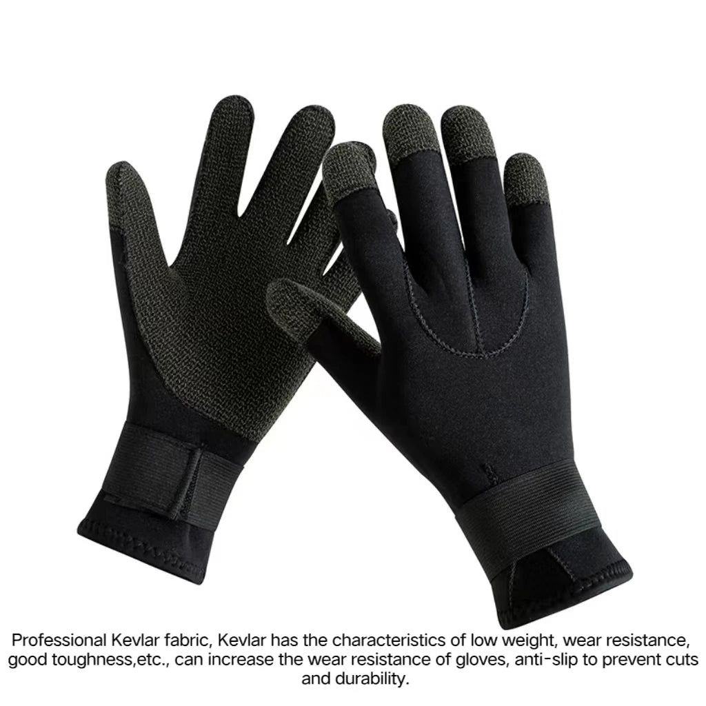 3/5mm Thicken Kevlar Diving Gloves Scratch Proof Fish Hunting Warm Gloves Deep Dive Underwater Spearfishing Skiing Gloves