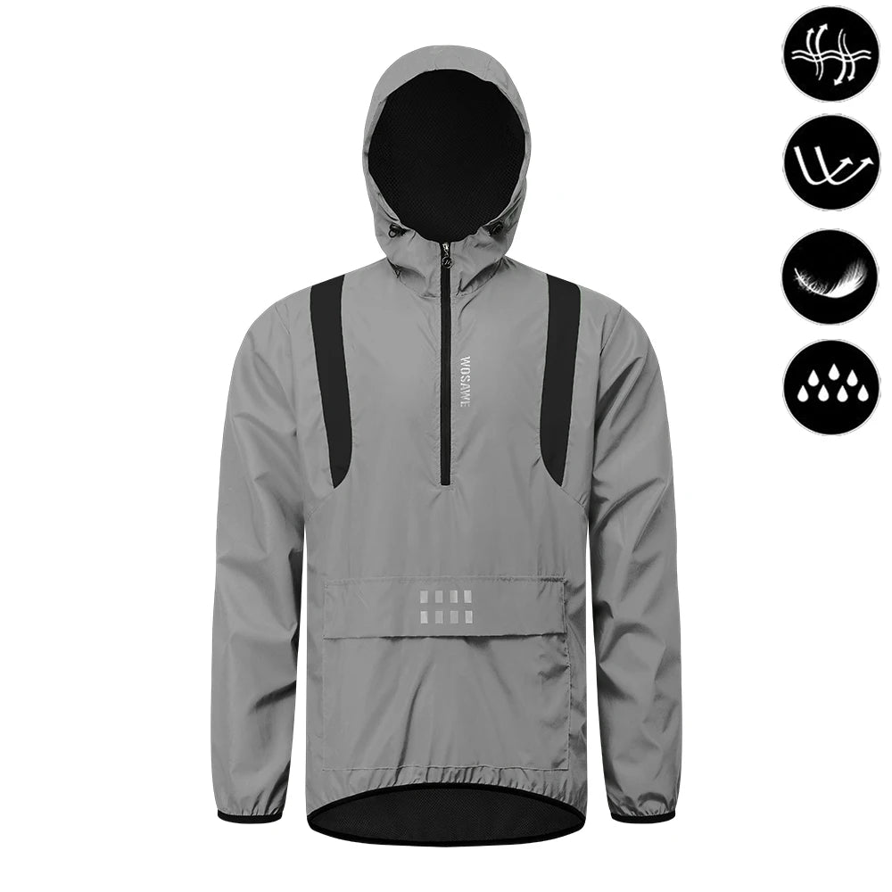 WOSAWE Reflective Cycling Jacket Winter Autumn Bicycle Windbreaker Bike Soft Windproof Waterproof Motorbike Jacket Men Coat