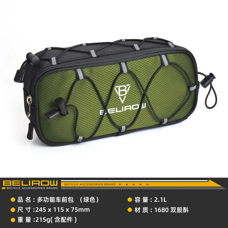 2.1/4.3L Bicycle Handlebar Bag Large Capacity Storage Front Tube Bag Basket Pack Cycling Accessories for MTB Foldable Bike
