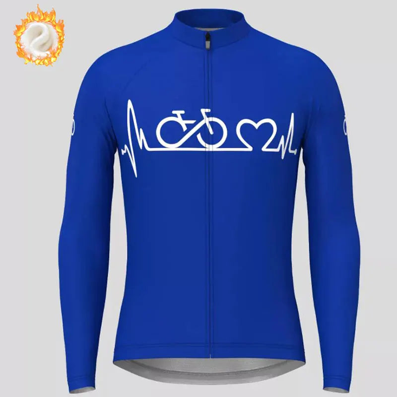 2022 Team Winter Cycling Jersey Men's Thermal Fleece Bicycle Clothing MTB Long Sleeve Warm Tops Road Bike Outdoor Sports Jacket