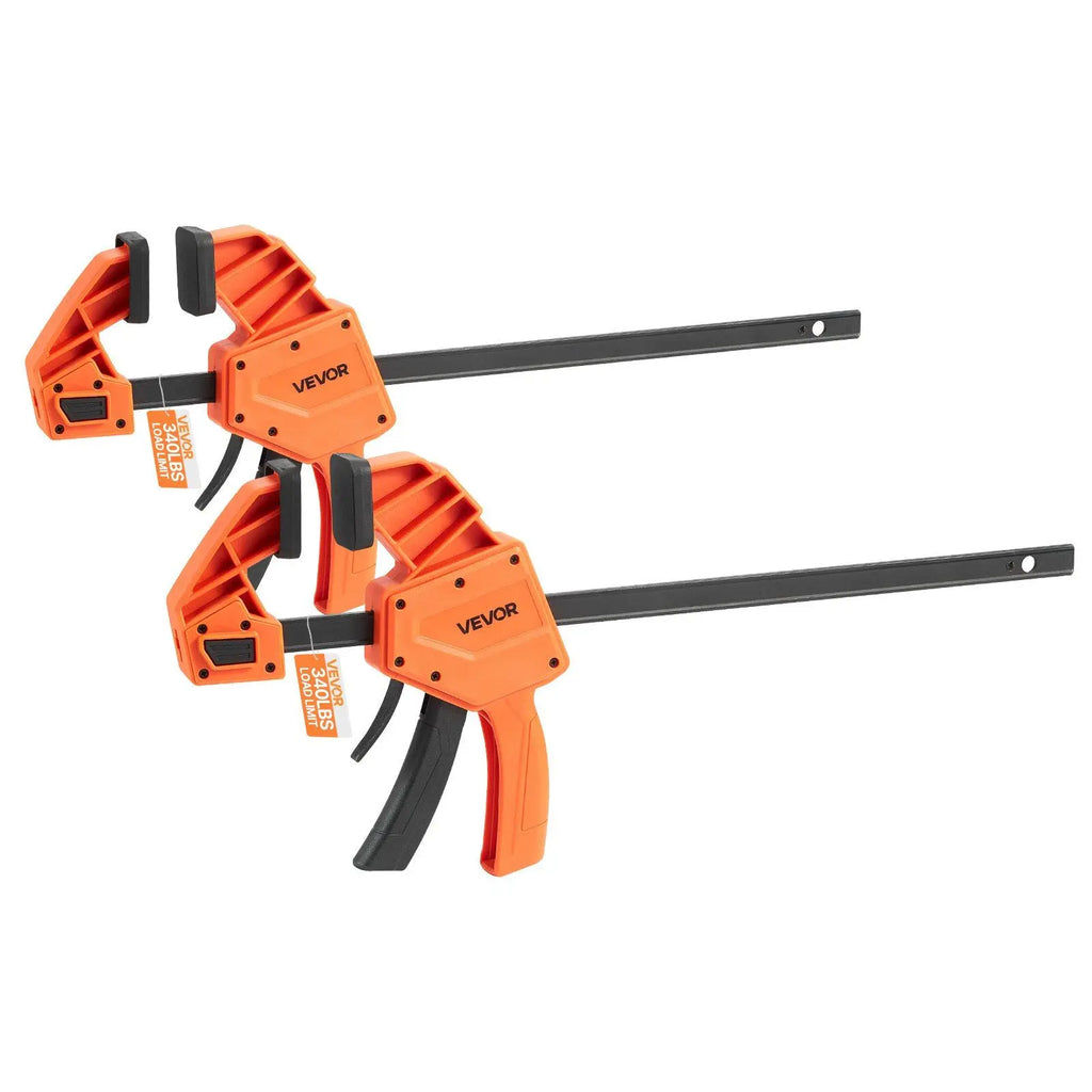 2-Pack 12 Inch One-Handed Woodworking Bar Clamps 340 Lbs Load Capacity Clamp/Spreader