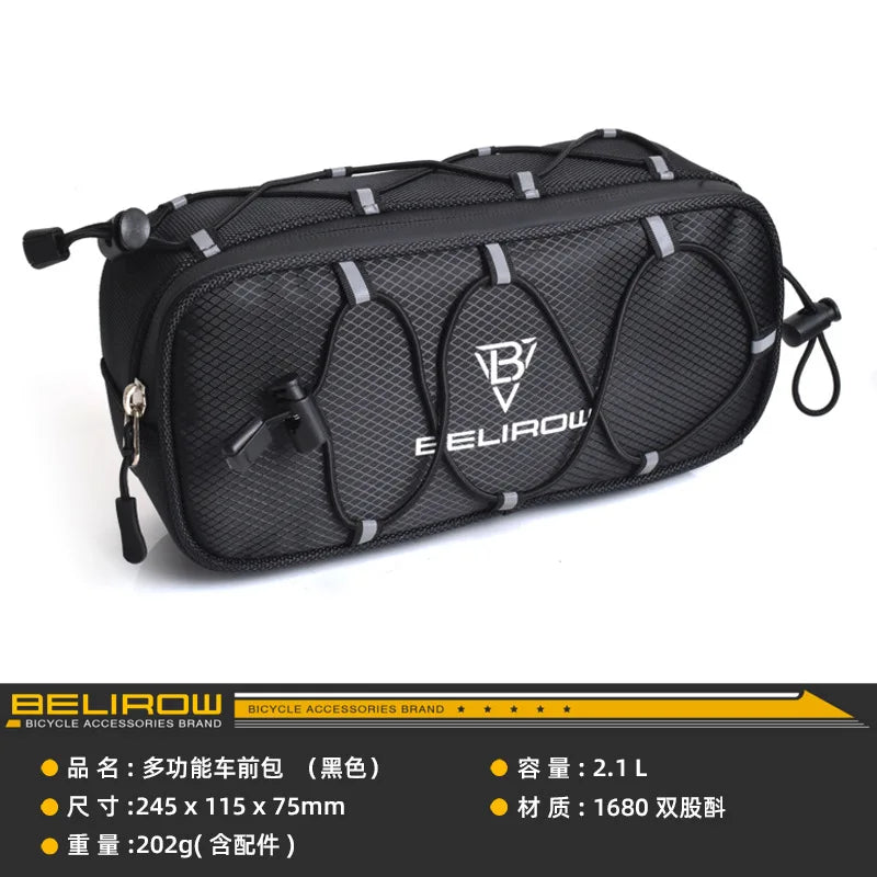 2.1/4.3L Bicycle Handlebar Bag Large Capacity Storage Front Tube Bag Basket Pack Cycling Accessories for MTB Foldable Bike