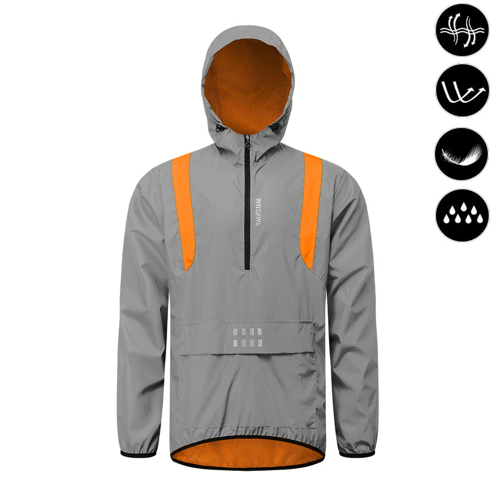 WOSAWE Reflective Cycling Jacket Winter Autumn Bicycle Windbreaker Bike Soft Windproof Waterproof Motorbike Jacket Men Coat
