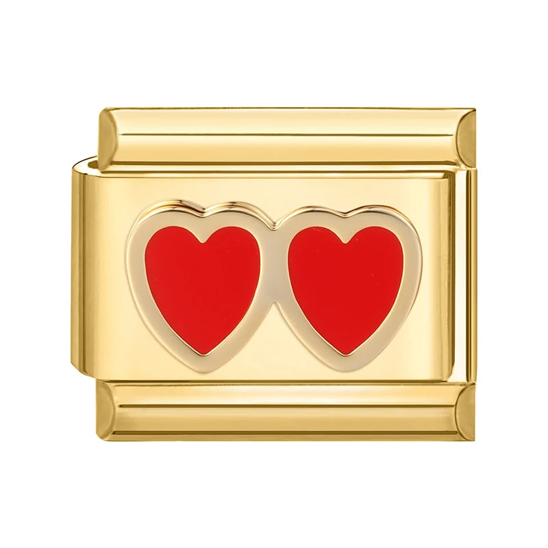 Gold Color Heart Sunflower Cherry Tai Chi Leopard Italian Charm Links Fit 9mm Bracelet Stainless Steel Men Women DIY Making Gift