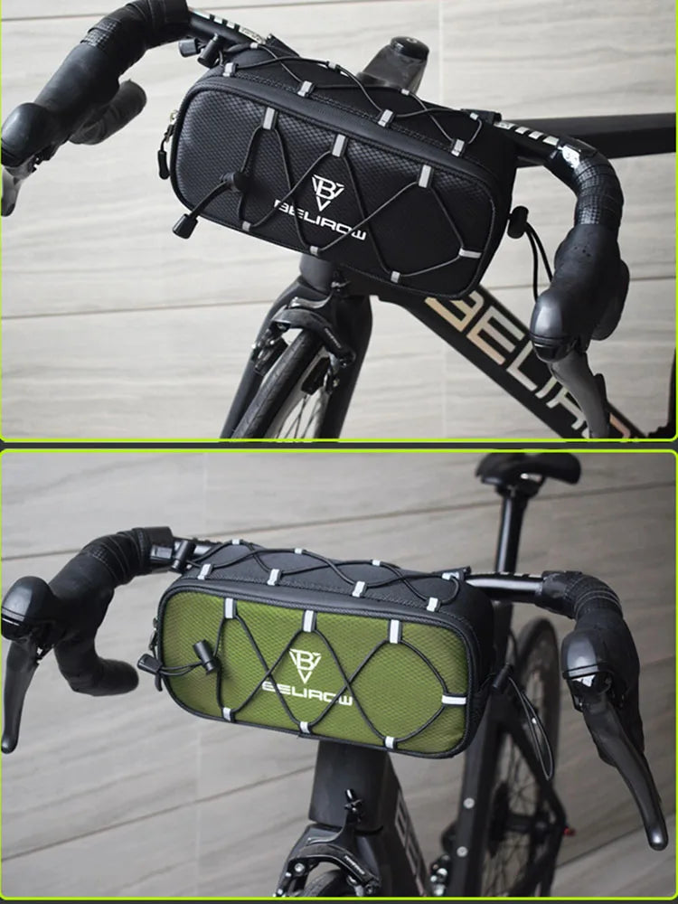 2.1/4.3L Bicycle Handlebar Bag Large Capacity Storage Front Tube Bag Basket Pack Cycling Accessories for MTB Foldable Bike