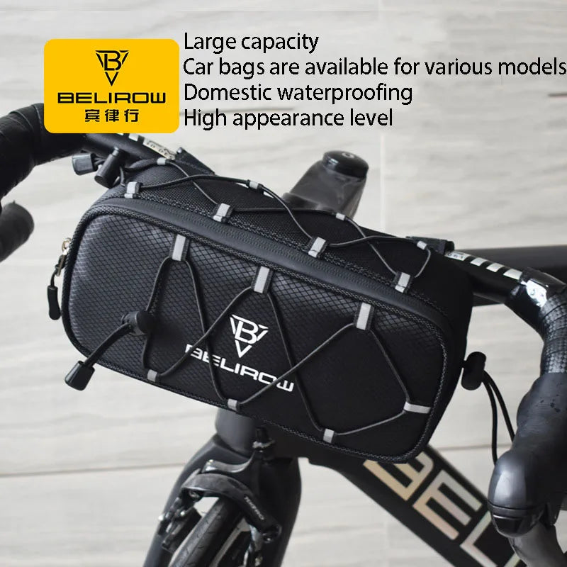 2.1/4.3L Bicycle Handlebar Bag Large Capacity Storage Front Tube Bag Basket Pack Cycling Accessories for MTB Foldable Bike