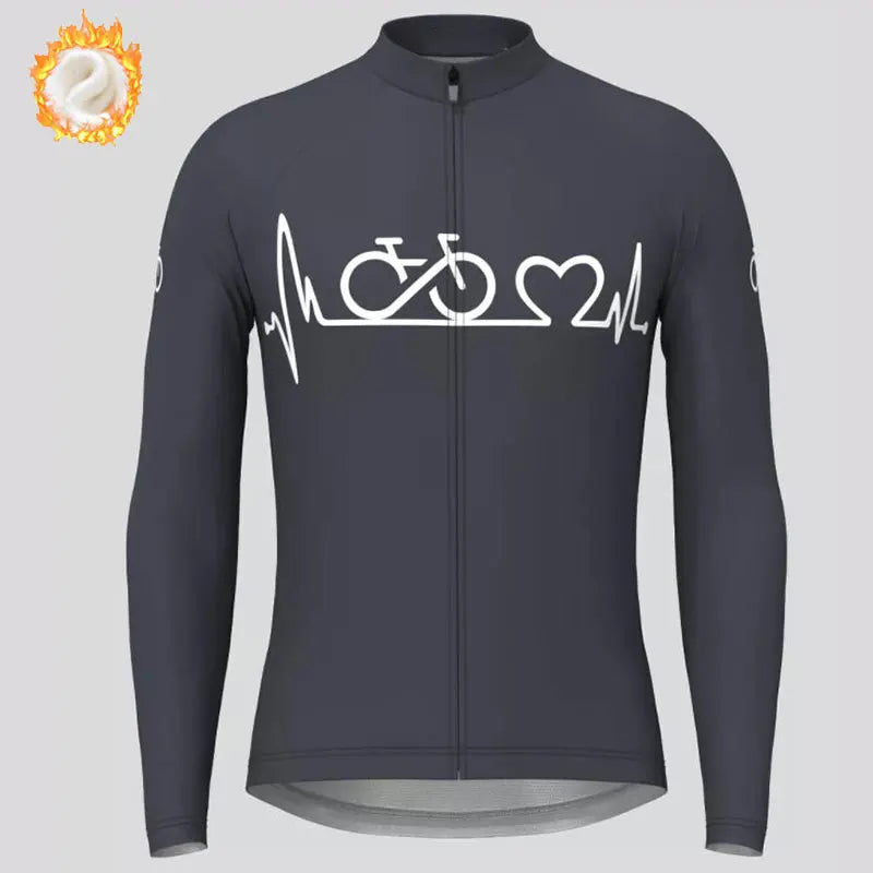 2022 Team Winter Cycling Jersey Men's Thermal Fleece Bicycle Clothing MTB Long Sleeve Warm Tops Road Bike Outdoor Sports Jacket