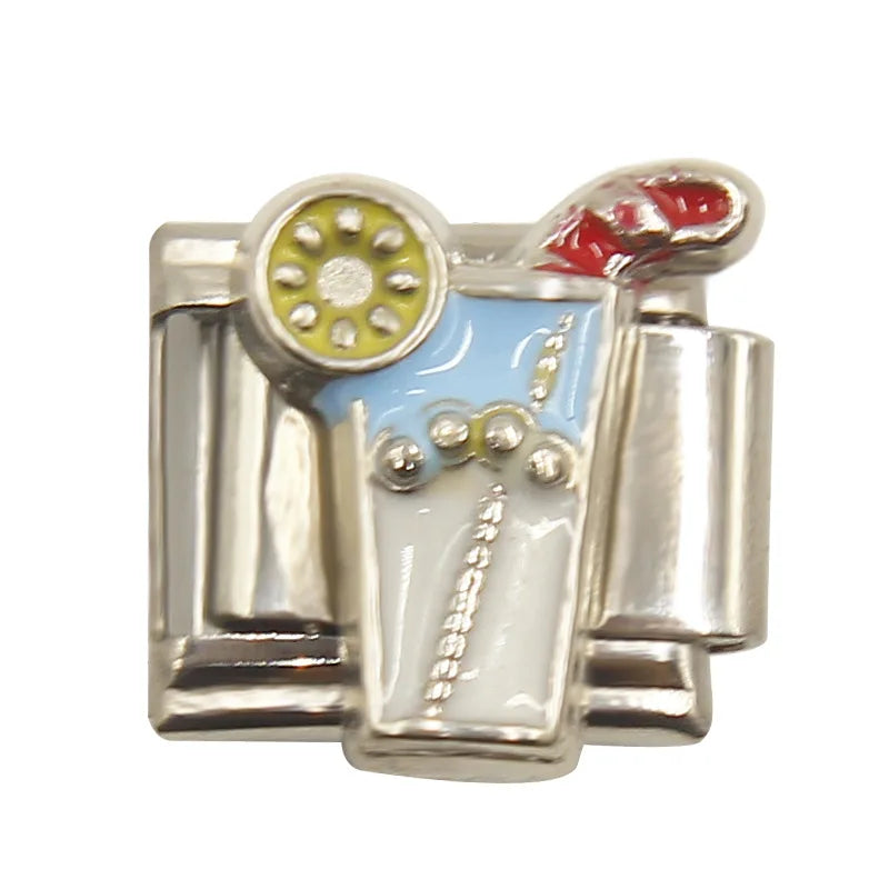 Mixed Charms Italian Link Charms Fits 9mm Stainless Steel Bracelet Jewelry Making DIY Watermelon Lamb Panda Decoration