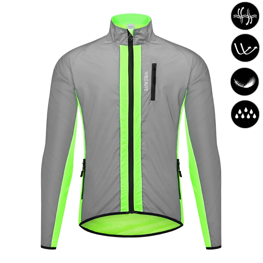 WOSAWE Reflective Cycling Jacket Winter Autumn Bicycle Windbreaker Bike Soft Windproof Waterproof Motorbike Jacket Men Coat