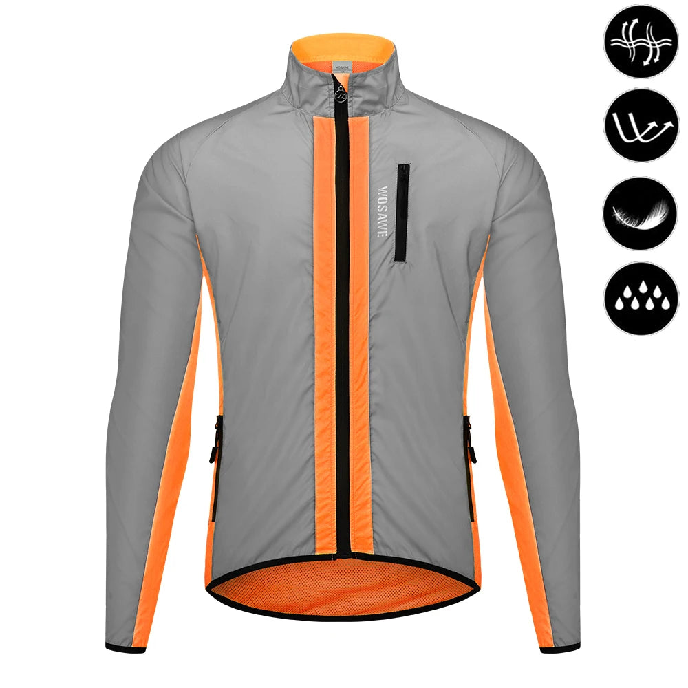 WOSAWE Reflective Cycling Jacket Winter Autumn Bicycle Windbreaker Bike Soft Windproof Waterproof Motorbike Jacket Men Coat
