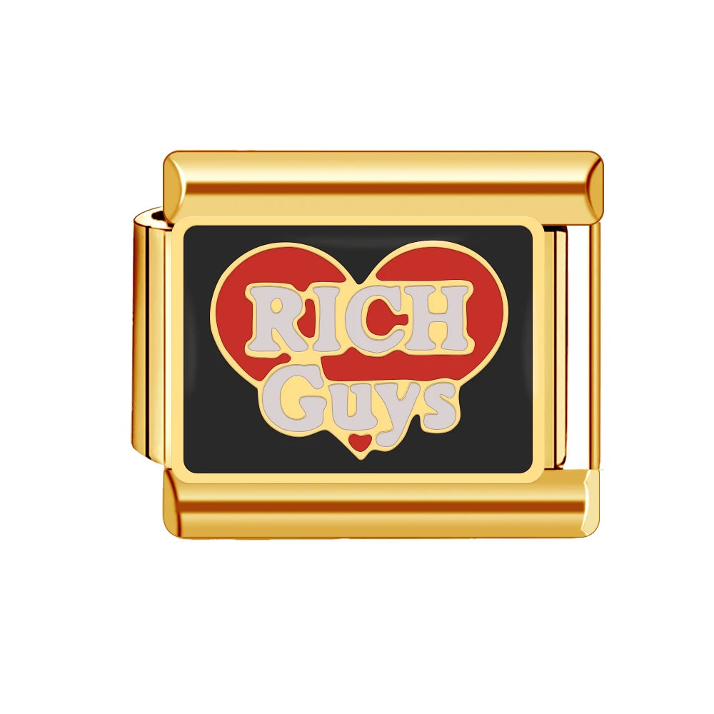 Gold Color Heart Sunflower Cherry Tai Chi Leopard Italian Charm Links Fit 9mm Bracelet Stainless Steel Men Women DIY Making Gift