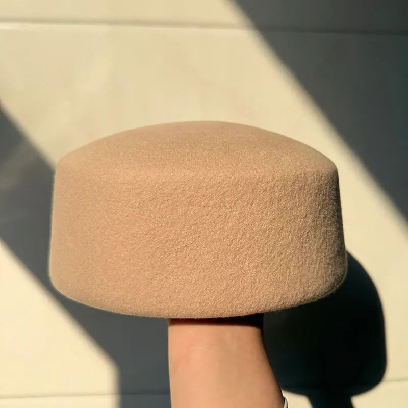 Retro Flight Attendant Ball Hat Women's 100% Wool Felt Beret Party Charming Hat Wedding Cocktail Party Medicine Box Hat