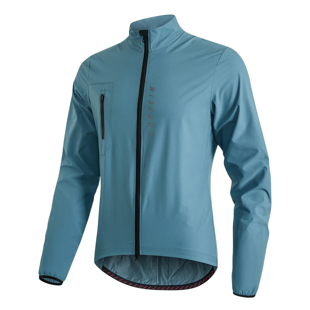 HISERWA Men Cycling Jacket Lightweight Breathable Anti-UV Cycling Windbreaker High Quality MTB Road Bike Jersey 2-Way Zipper