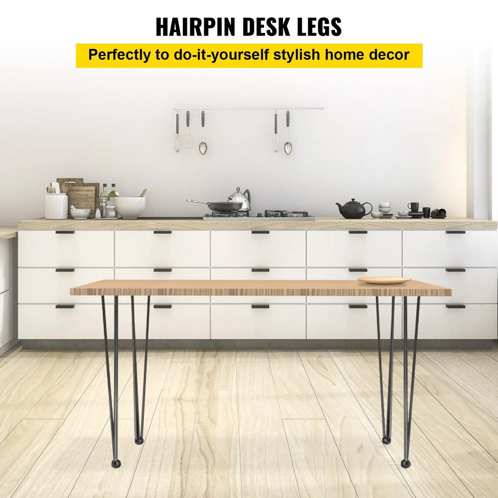 Hairpin Table Legs 26" Black Set of 4 Desk Legs 880lbs Load Capacity (Each 220lbs) Hairpin Desk Legs 3 Rods for Bench Desk Dinin