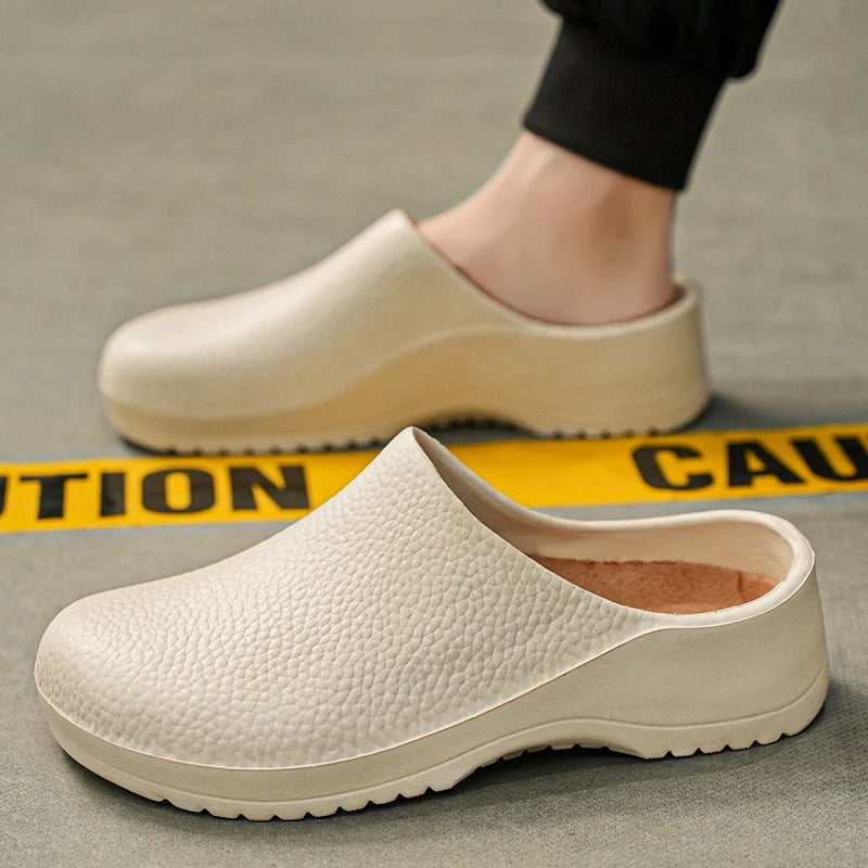Men Sandals Garden Clogs Waterproof Anti-Slip Oil-Resistant Chef Shoes Comfortable Slippers Women Workers Outdoor Fishing Shoes