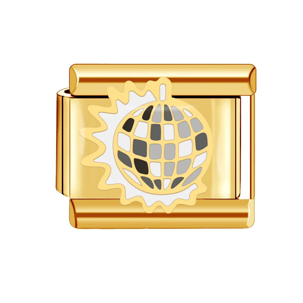 Gold Color Heart Sunflower Cherry Tai Chi Leopard Italian Charm Links Fit 9mm Bracelet Stainless Steel Men Women DIY Making Gift