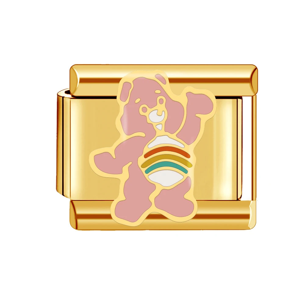 Gold Color Heart Sunflower Cherry Tai Chi Leopard Italian Charm Links Fit 9mm Bracelet Stainless Steel Men Women DIY Making Gift