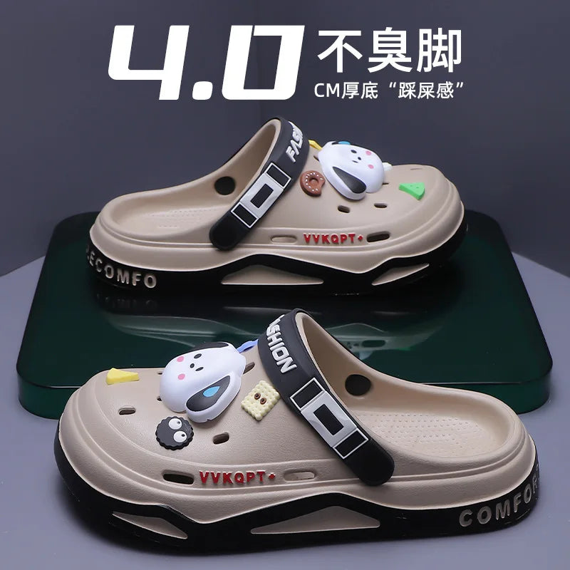 Summer Hole Shoes Men Wear Casual Fashion Non-slip Portable Sports Sandals Beach Step on Toe Breathable Slippers for Men Outdoor