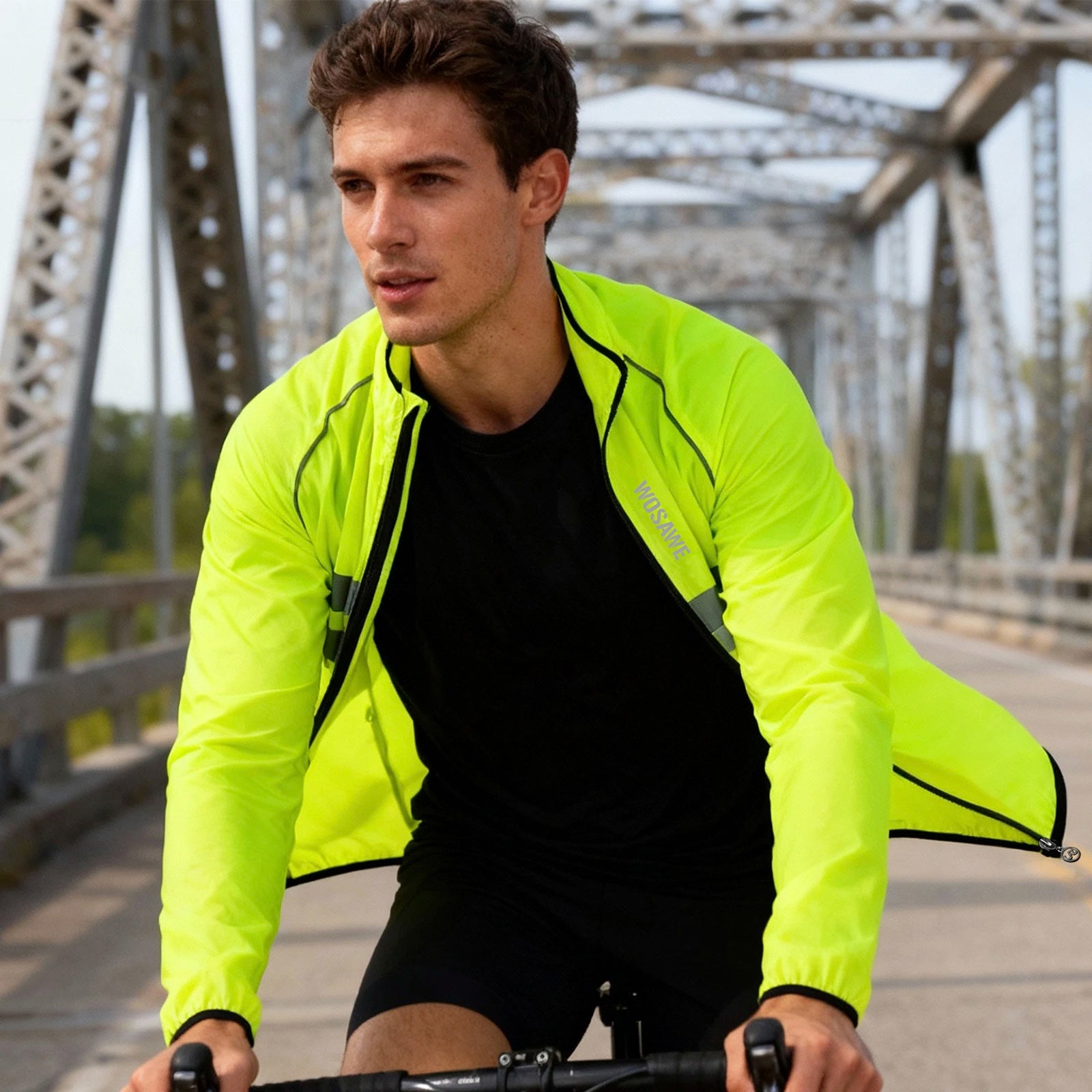 WOSAWE Wind Jacket Lightweight Cycling Windbreaker Windproof Bike Jacket Water Resistant Long Sleeve Jersey Wind Coat Vest