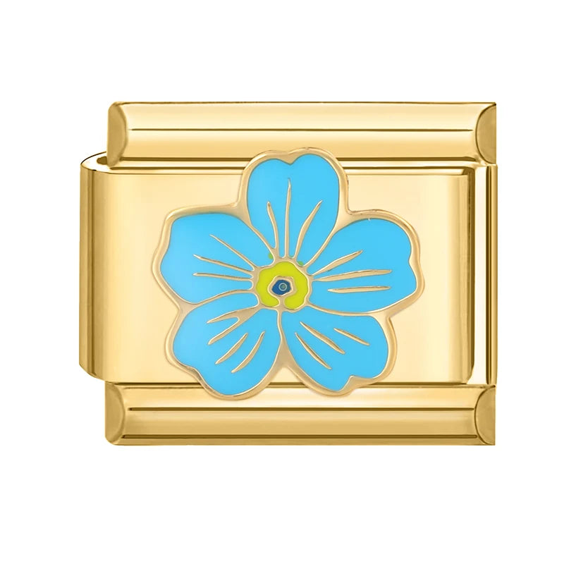 Gold Color Heart Sunflower Cherry Tai Chi Leopard Italian Charm Links Fit 9mm Bracelet Stainless Steel Men Women DIY Making Gift