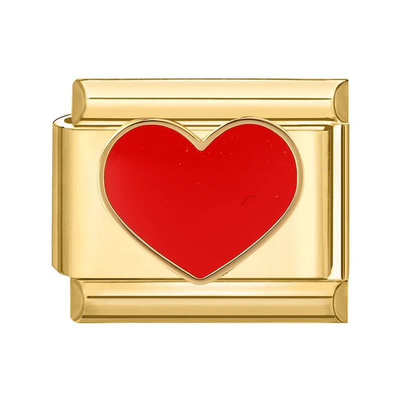 Gold Color Heart Sunflower Cherry Tai Chi Leopard Italian Charm Links Fit 9mm Bracelet Stainless Steel Men Women DIY Making Gift