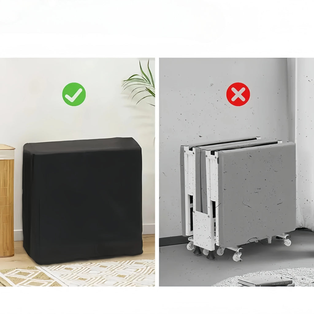 1 Folding Bed Dust Bag or 1 Folding Bed with High Density Compact Storage with High Density Sponge Mattress, Single Bed, Easy to Assemble, Lightweight, Portable Iron Frame Design for Office, Outdoor or Home Use, Safety Design
