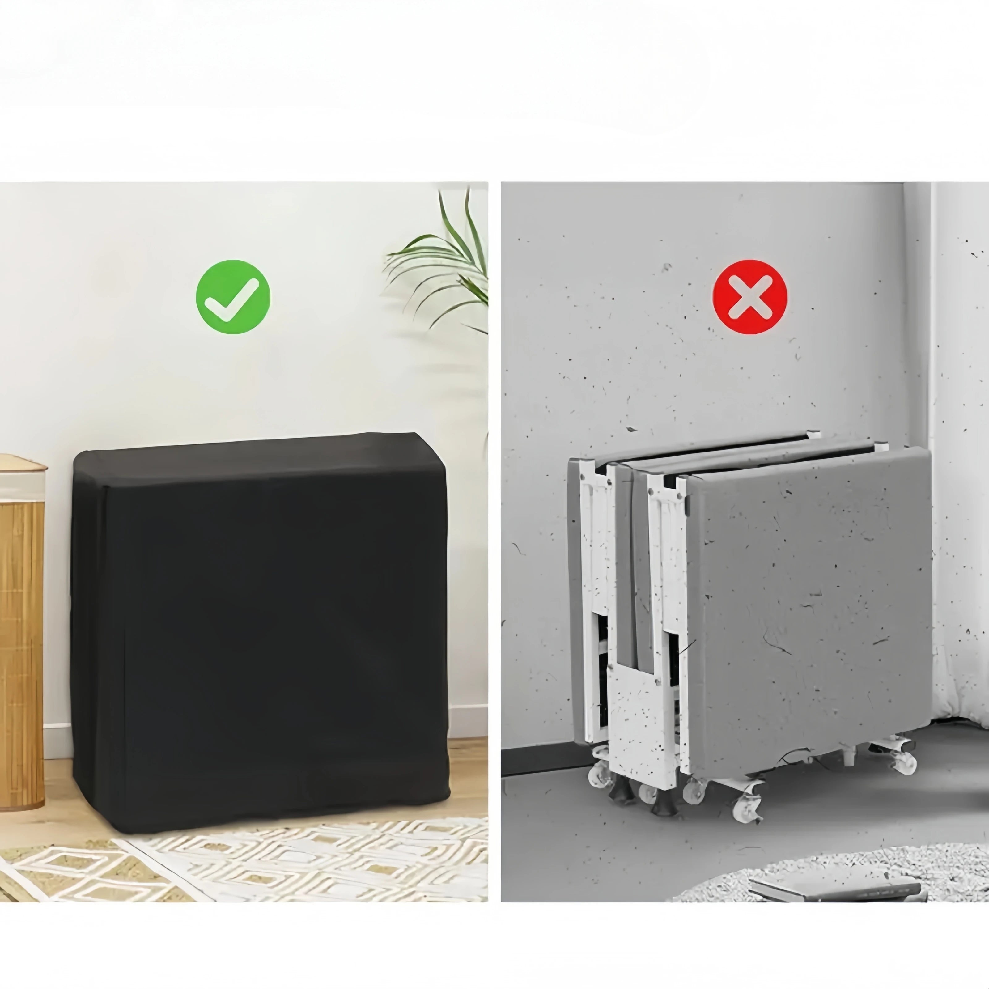 1 Folding Bed Dust Bag or 1 Folding Bed with High Density Compact Storage with High Density Sponge Mattress, Single Bed, Easy to Assemble, Lightweight, Portable Iron Frame Design for Office, Outdoor or Home Use, Safety Design