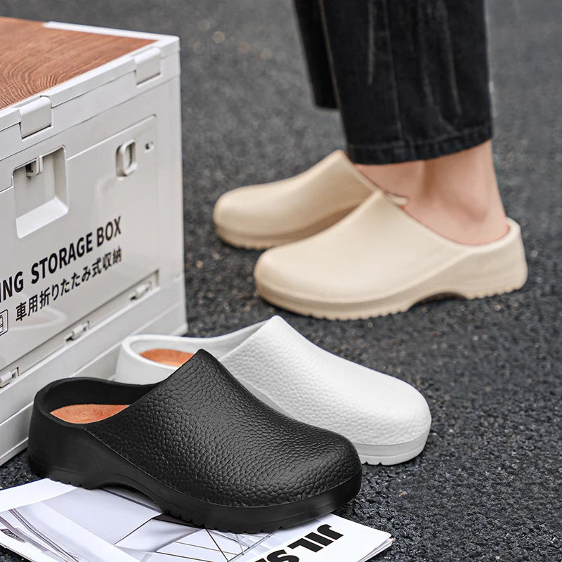 Men Sandals Garden Clogs Waterproof Anti-Slip Oil-Resistant Chef Shoes Comfortable Slippers Women Workers Outdoor Fishing Shoes
