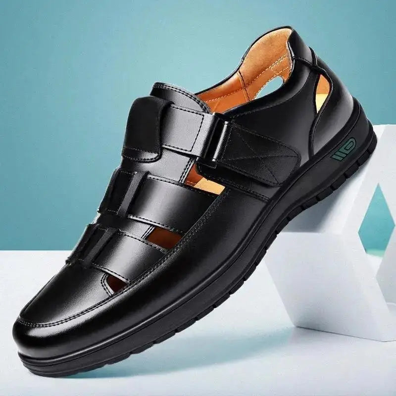2024 Men Leather Shoes Business Casual Forma Wear High Heels Soft Sole Non-Slip Summer Sandals Black Leather Shoes Luxury Shoes