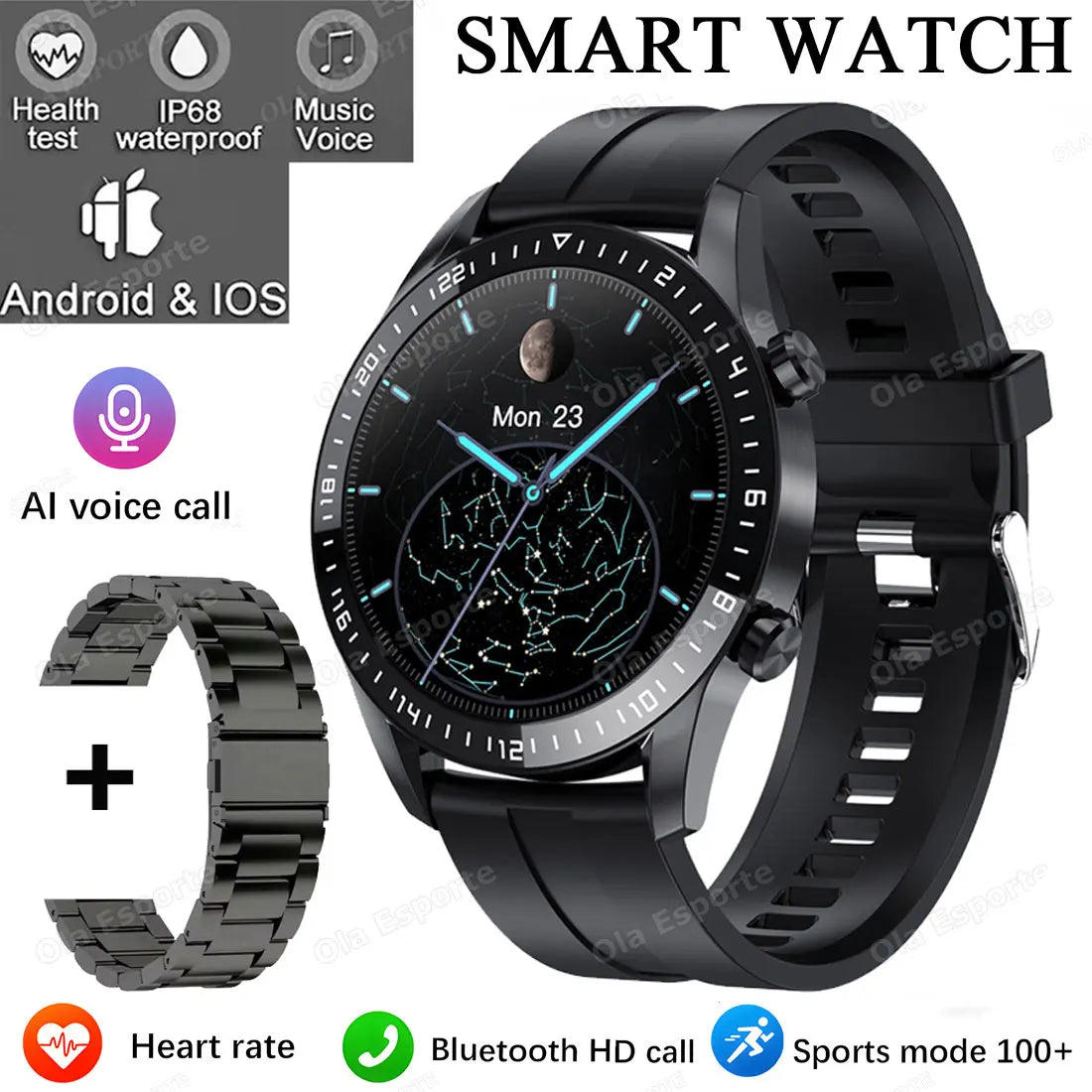 ECG+PPG Bluetooth Call Smart Watch Men Laser Health Blood Pressure Fitnes Sports Watches Man Sports Waterproof Smartwatch+Box