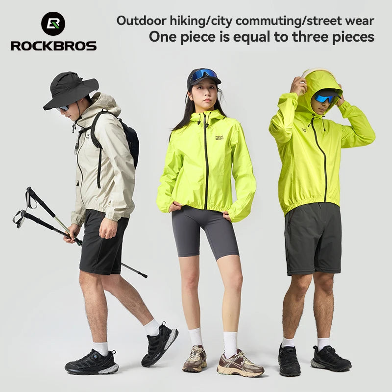 ROCKBROS Waterproof Cycling Jacket Raincoat Waterproof Breathable Outdoor Sport Windbreaker Cycling Hiking Men Women EUR Size