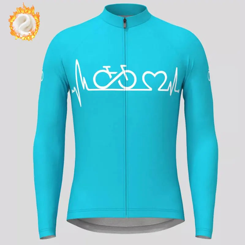 2022 Team Winter Cycling Jersey Men's Thermal Fleece Bicycle Clothing MTB Long Sleeve Warm Tops Road Bike Outdoor Sports Jacket