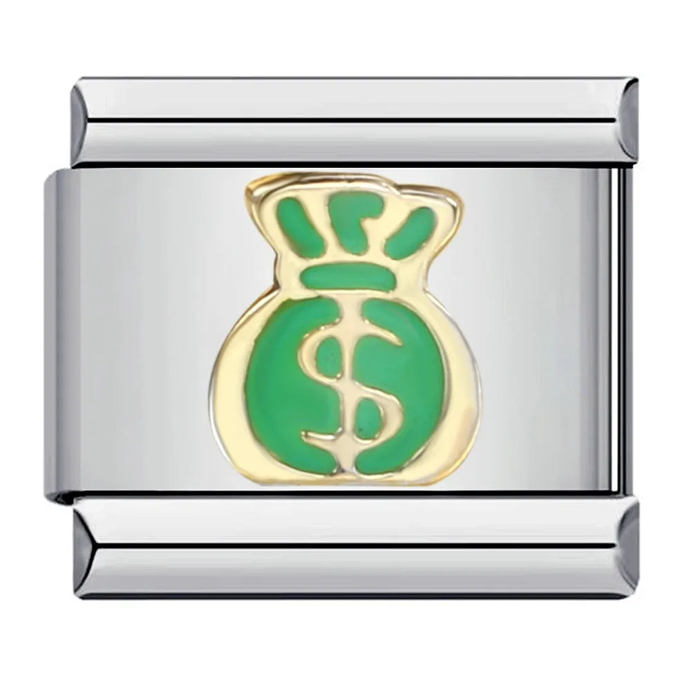 Letters Christmas Stockings Bags Skulls Rose Style Italian Style Link Charm (Fits 9mm Stainless Steel Bracelet) Jewelry Making D