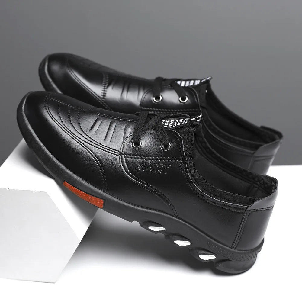 Men's Leather Shoes Business Casual Shoes Soft Soles Non-slip Loafers Moccasins Male Slip on Driving Shoes Breathable Sneakers