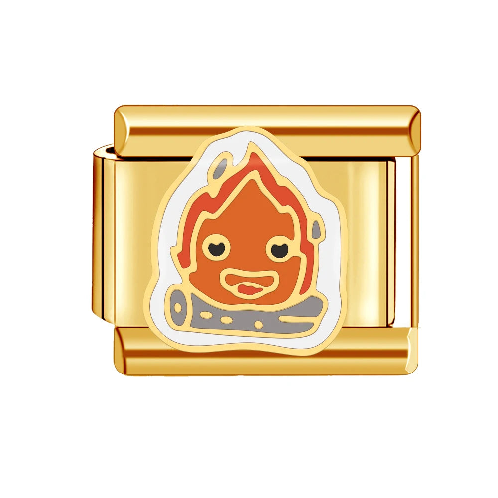 Gold Color Heart Sunflower Cherry Tai Chi Leopard Italian Charm Links Fit 9mm Bracelet Stainless Steel Men Women DIY Making Gift