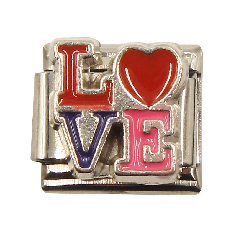 Mixed Charms Italian Link Charms Fits 9mm Stainless Steel Bracelet Jewelry Making DIY Watermelon Lamb Panda Decoration