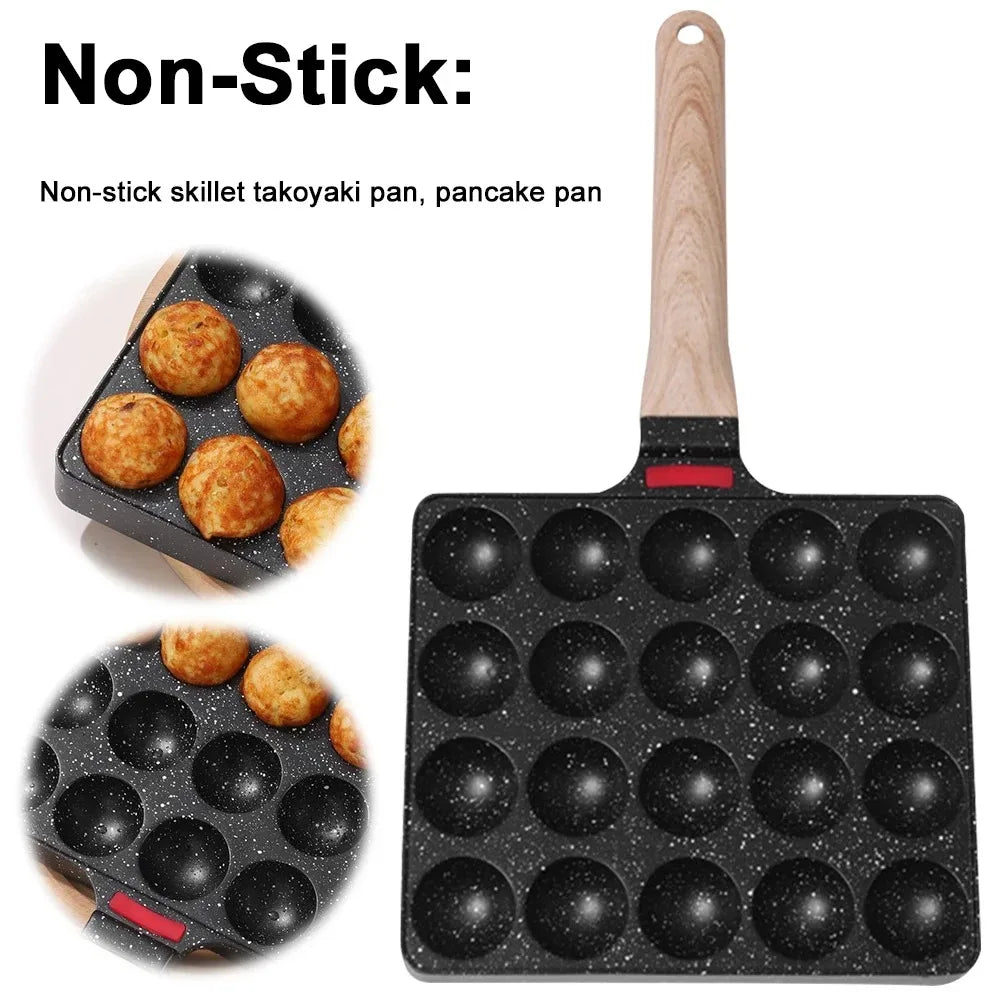 Takoyaki Pan 20 Molds Takoyaki Maker Skillet Aluminum Alloy Nonstick Grill Pan Cooking Plate for Octopus Balls Pancake cake make