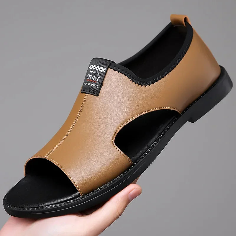 Sandals for Men Brand Casual Shoes Outdoor Fashion Men's Slippers Comfortable Beach Shoes High Quality Leather Man Flat 2025