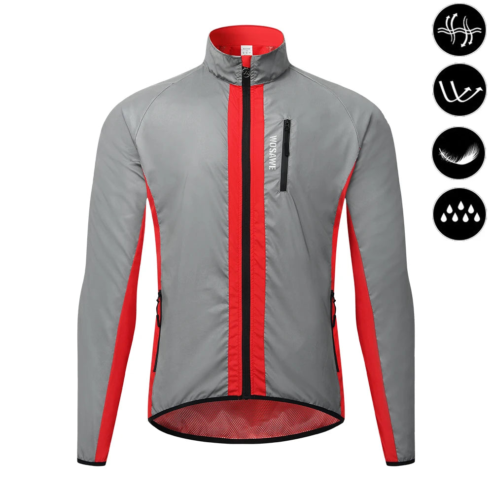 WOSAWE Reflective Cycling Jacket Winter Autumn Bicycle Windbreaker Bike Soft Windproof Waterproof Motorbike Jacket Men Coat