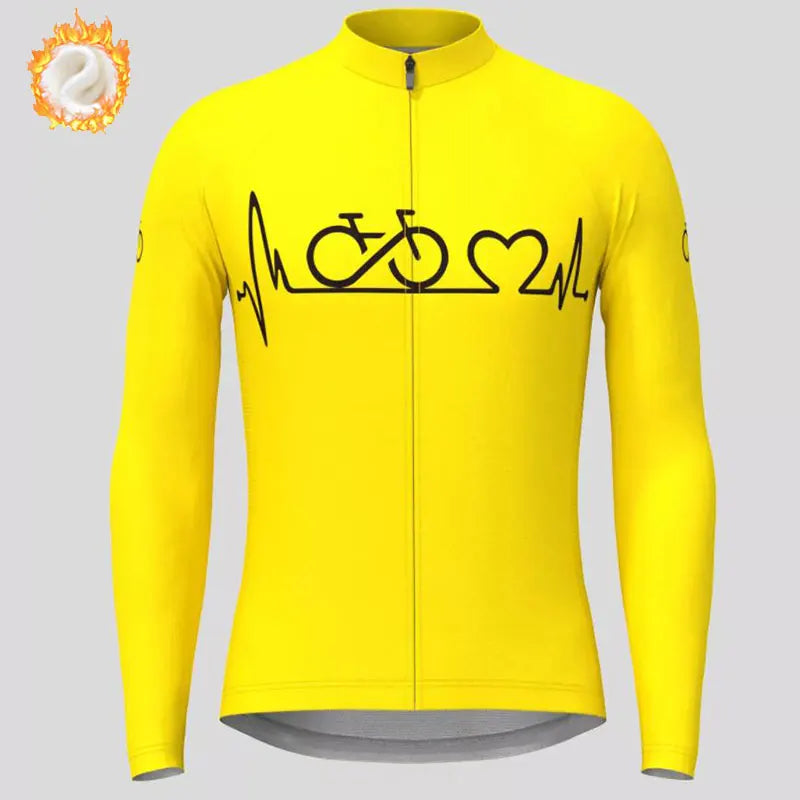2022 Team Winter Cycling Jersey Men's Thermal Fleece Bicycle Clothing MTB Long Sleeve Warm Tops Road Bike Outdoor Sports Jacket