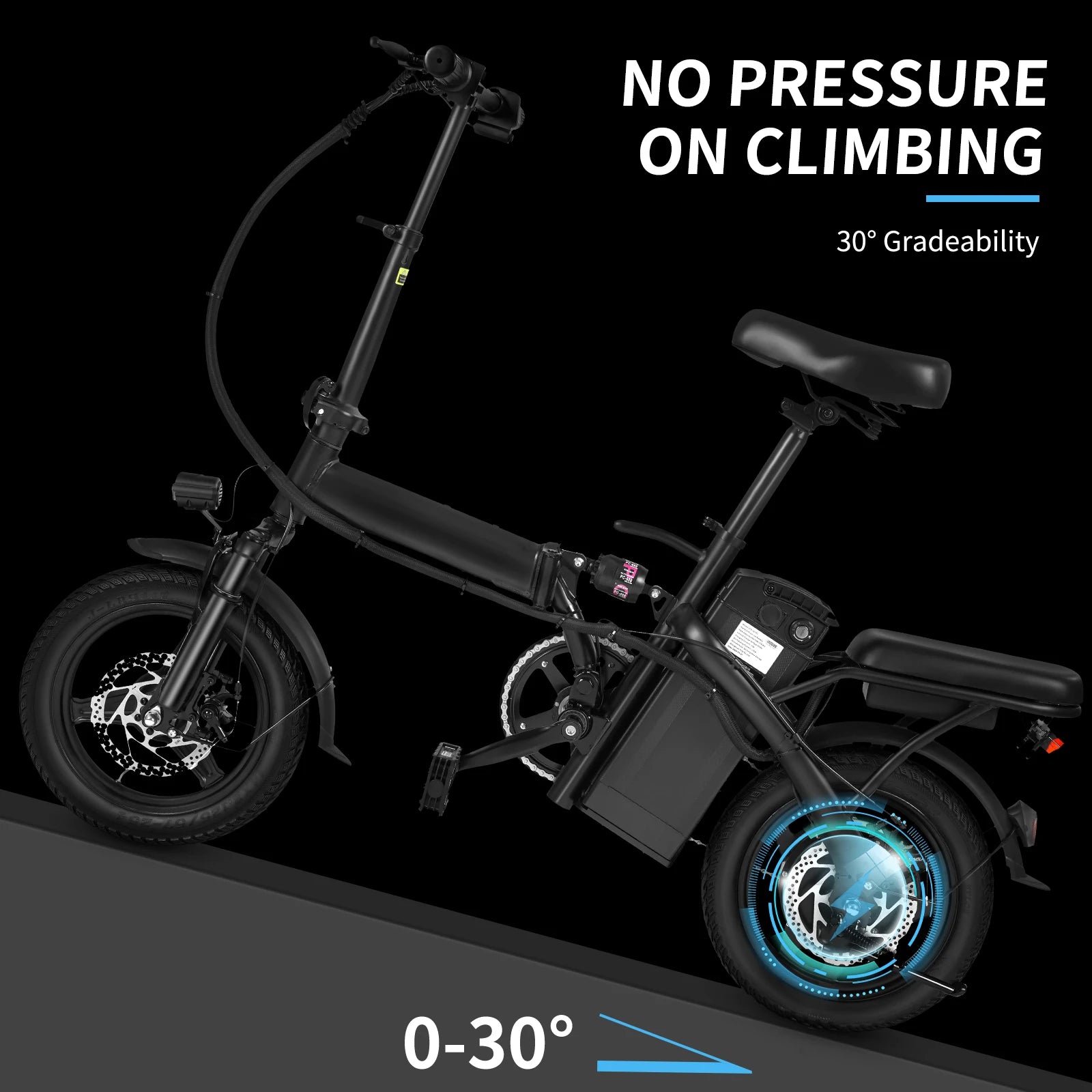 1Year Warranty 500W Dual Disc Brake Adult Foldable Electric Bicycle with Seat and Basket 14 inches 48V10.4Ah 22 mile range 20MPH