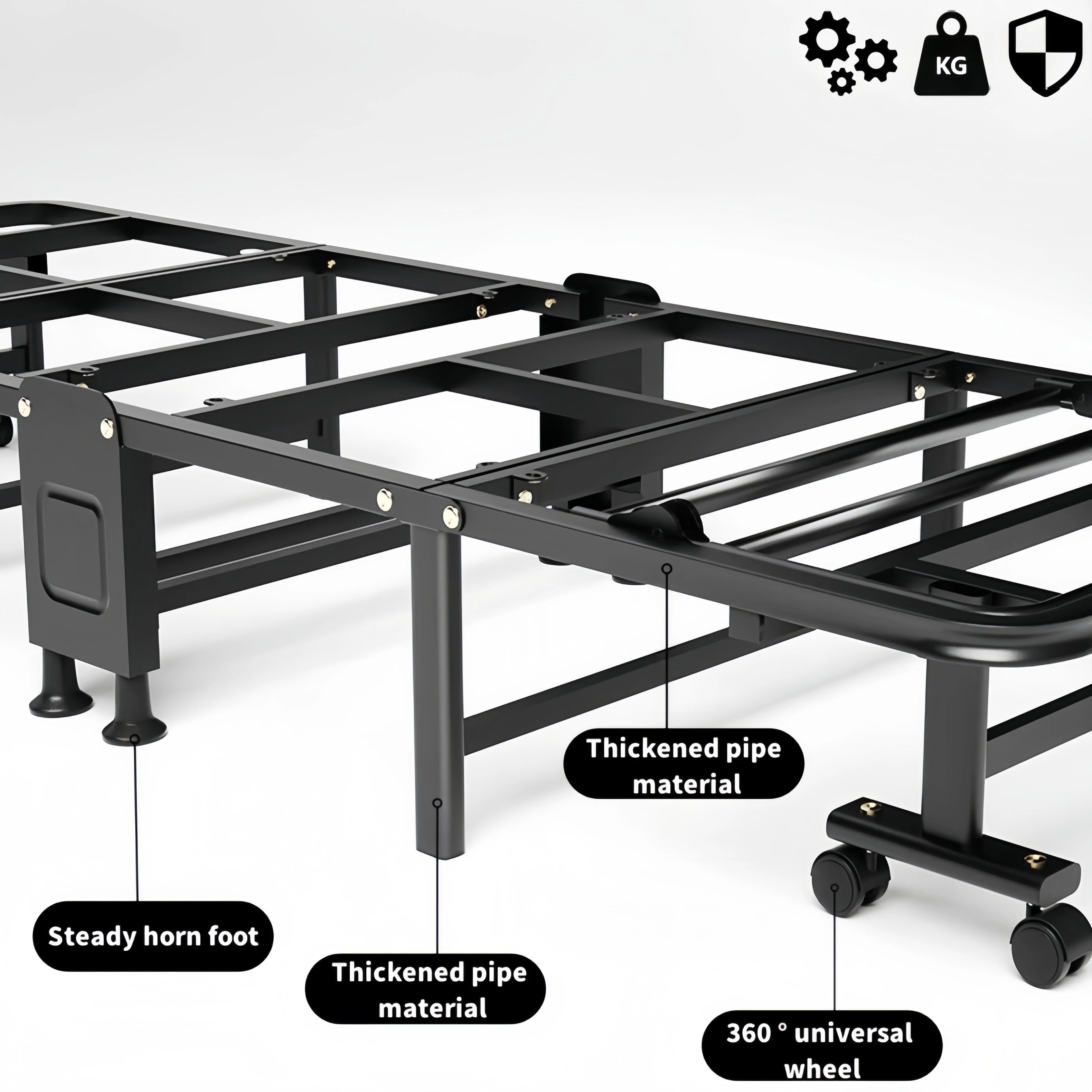 1 Folding Bed Dust Bag or 1 Folding Bed with High Density Compact Storage with High Density Sponge Mattress, Single Bed, Easy to Assemble, Lightweight, Portable Iron Frame Design for Office, Outdoor or Home Use, Safety Design