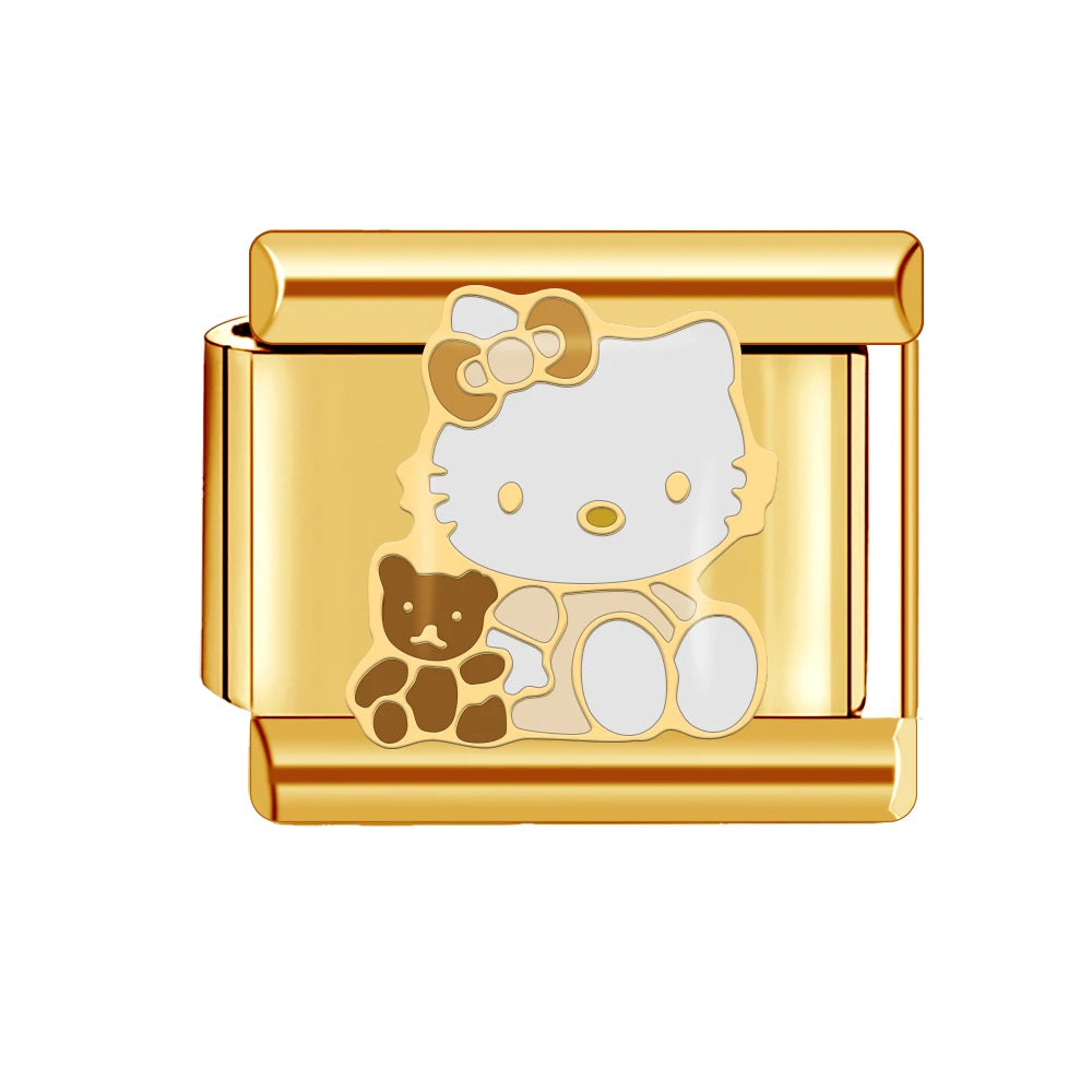 Gold Color Heart Sunflower Cherry Tai Chi Leopard Italian Charm Links Fit 9mm Bracelet Stainless Steel Men Women DIY Making Gift