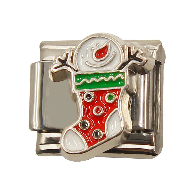 Letters Christmas Stockings Bags Skulls Rose Style Italian Style Link Charm (Fits 9mm Stainless Steel Bracelet) Jewelry Making D