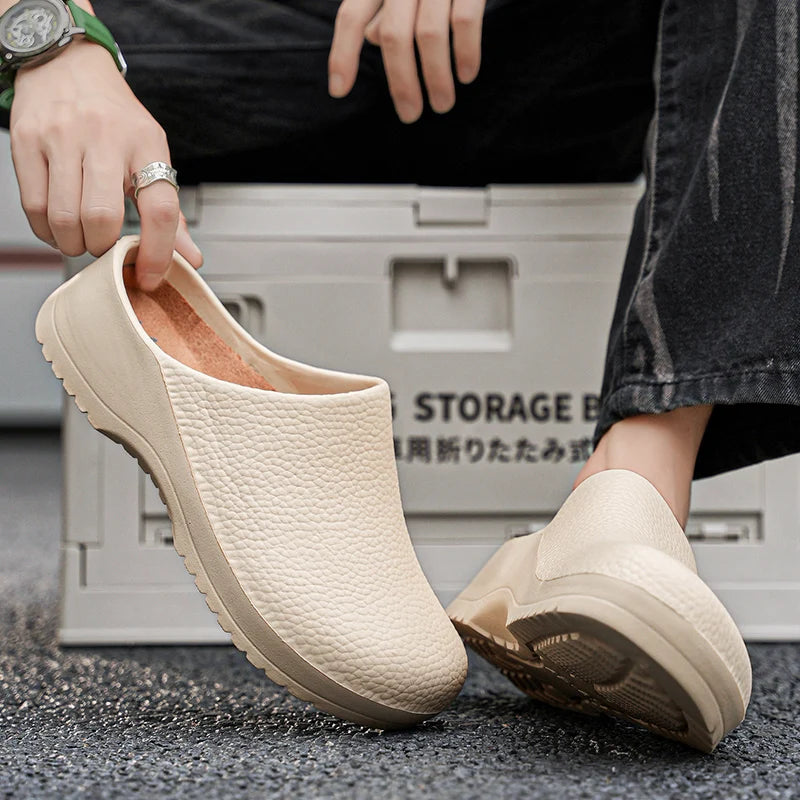 Men Sandals Garden Clogs Waterproof Anti-Slip Oil-Resistant Chef Shoes Comfortable Slippers Women Workers Outdoor Fishing Shoes