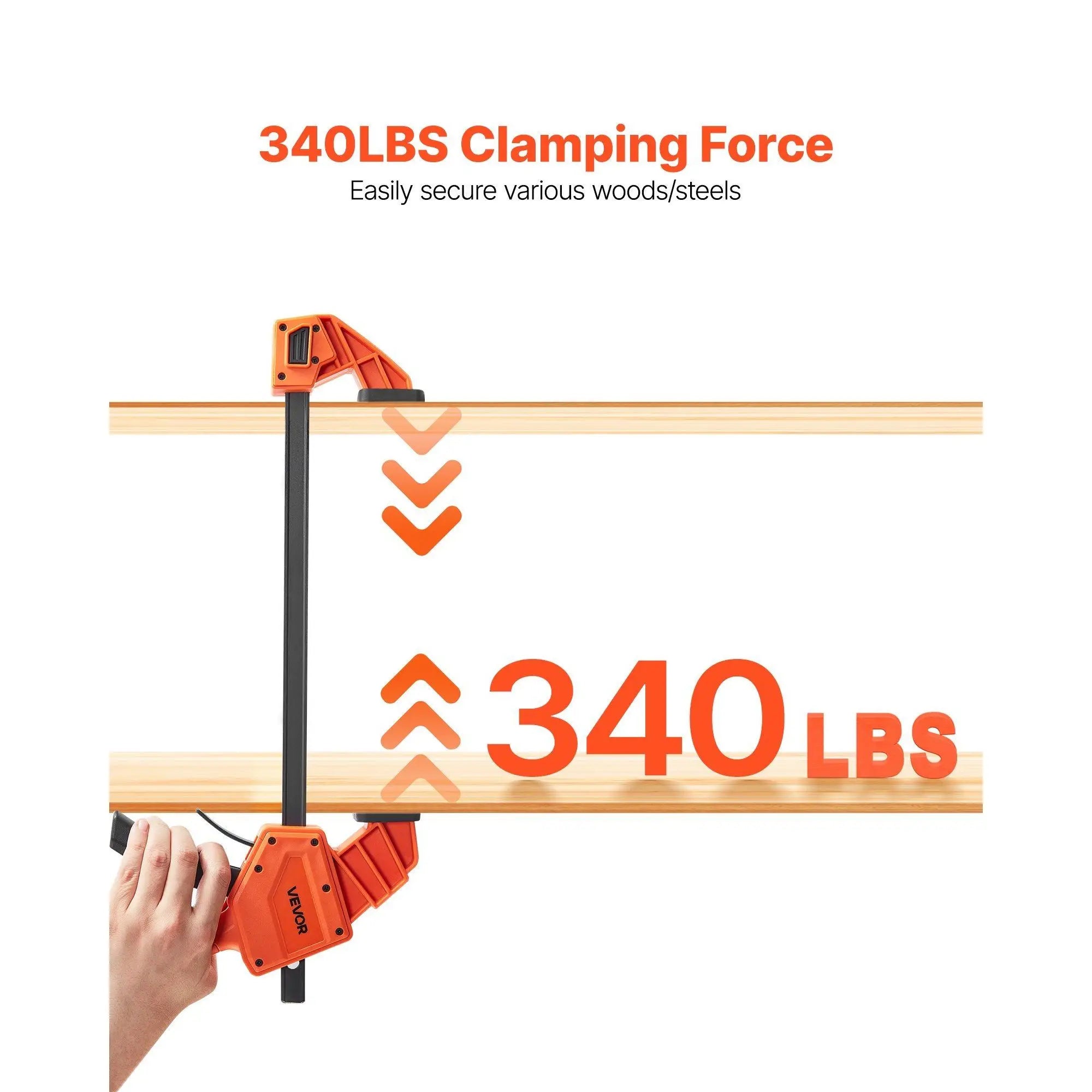 2-Pack 12 Inch One-Handed Woodworking Bar Clamps 340 Lbs Load Capacity Clamp/Spreader