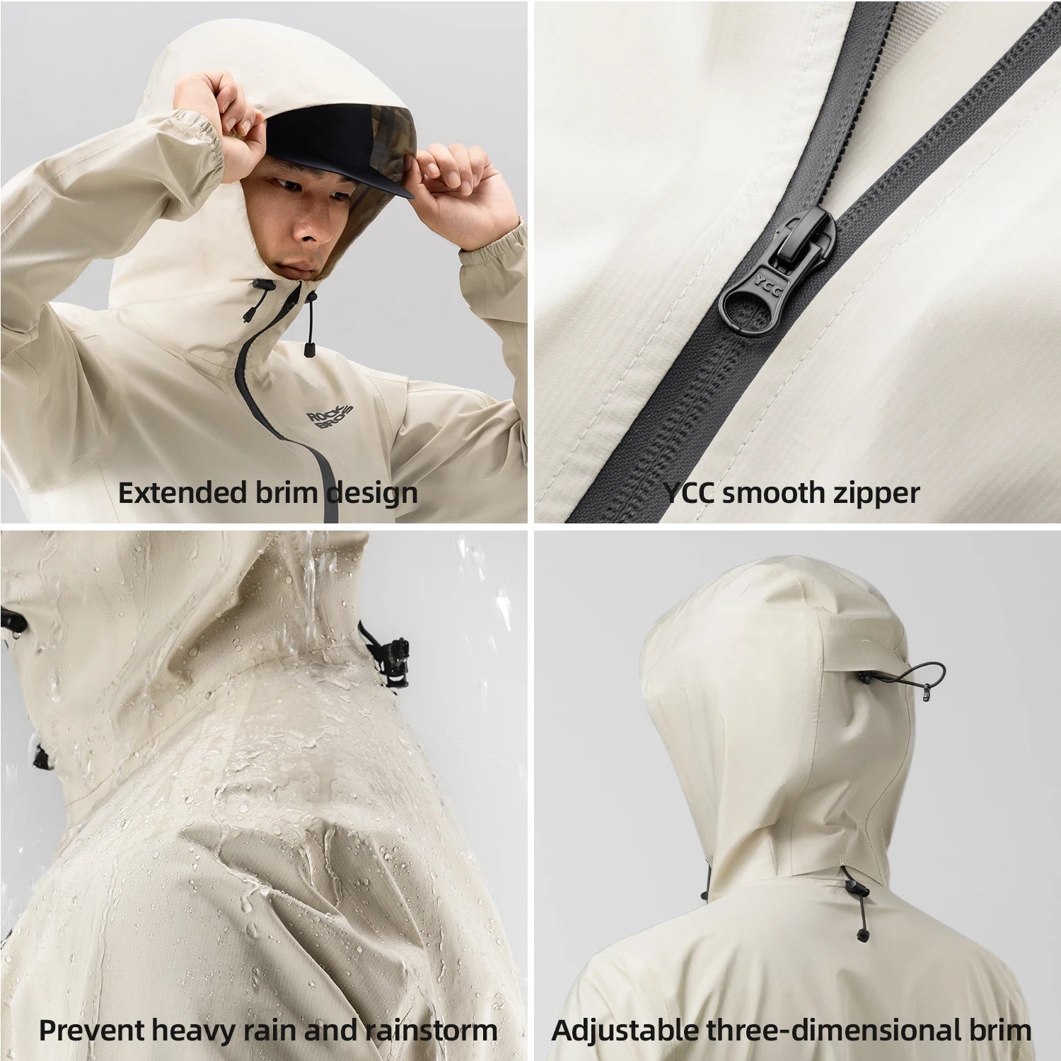 ROCKBROS Waterproof Cycling Jacket Raincoat Waterproof Breathable Outdoor Sport Windbreaker Cycling Hiking Men Women EUR Size