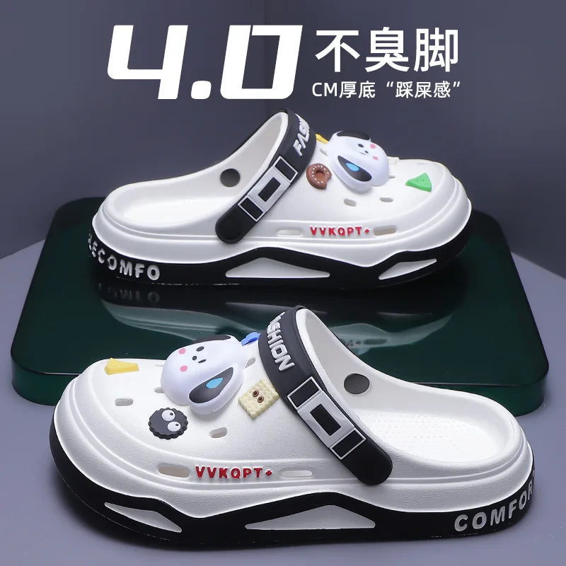 Summer Hole Shoes Men Wear Casual Fashion Non-slip Portable Sports Sandals Beach Step on Toe Breathable Slippers for Men Outdoor